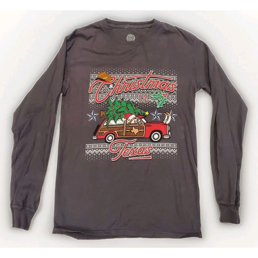 Buc-ee's Gray Long Sleeve Christmas in Texas Long Sleeve Shirt Size AS